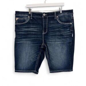 Salvage Supply Co Buckle Denim Shorts Anarchy Relaxed Fit Dark Wash W40 L12 XXL